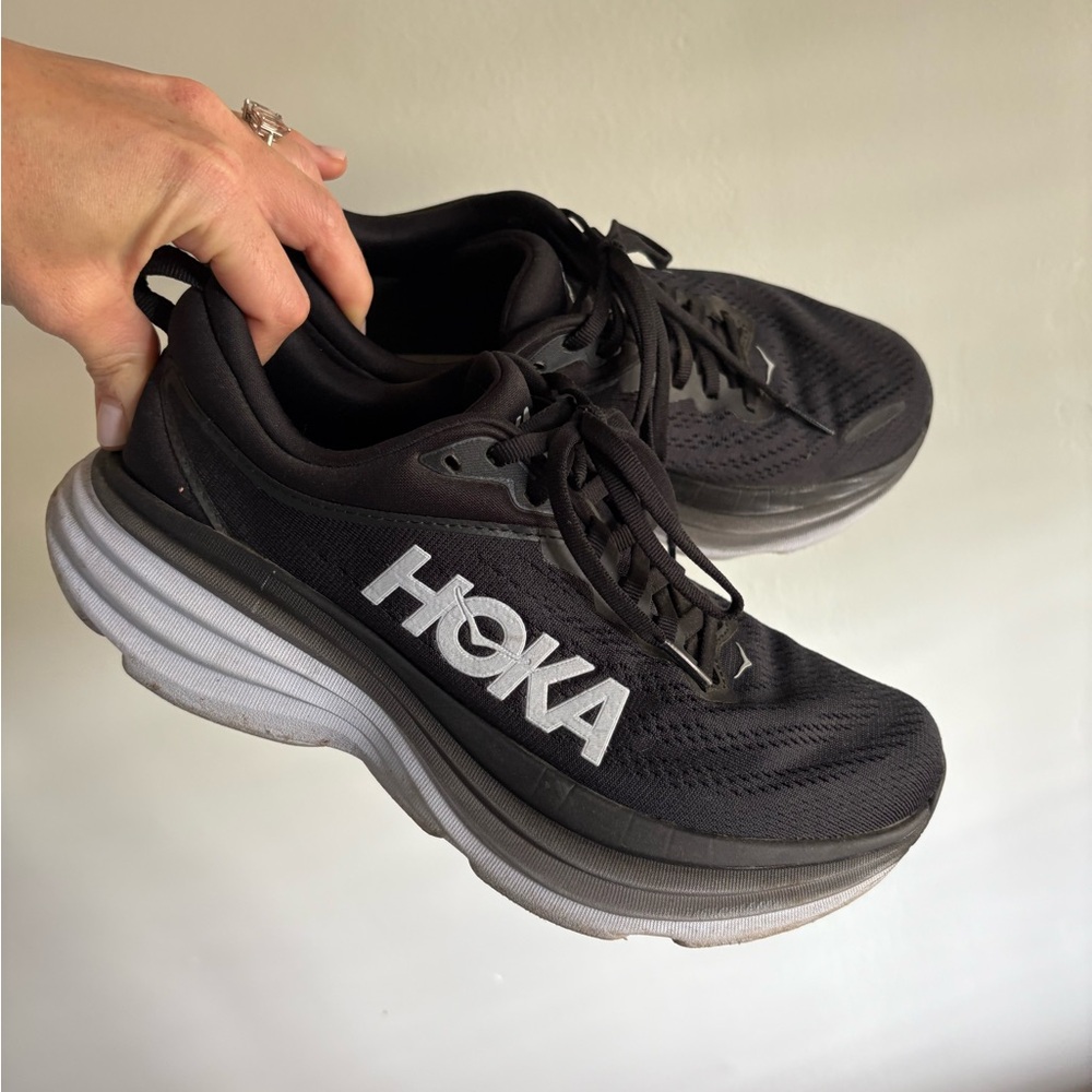Hoka Women's Black and White Athletic Shoes